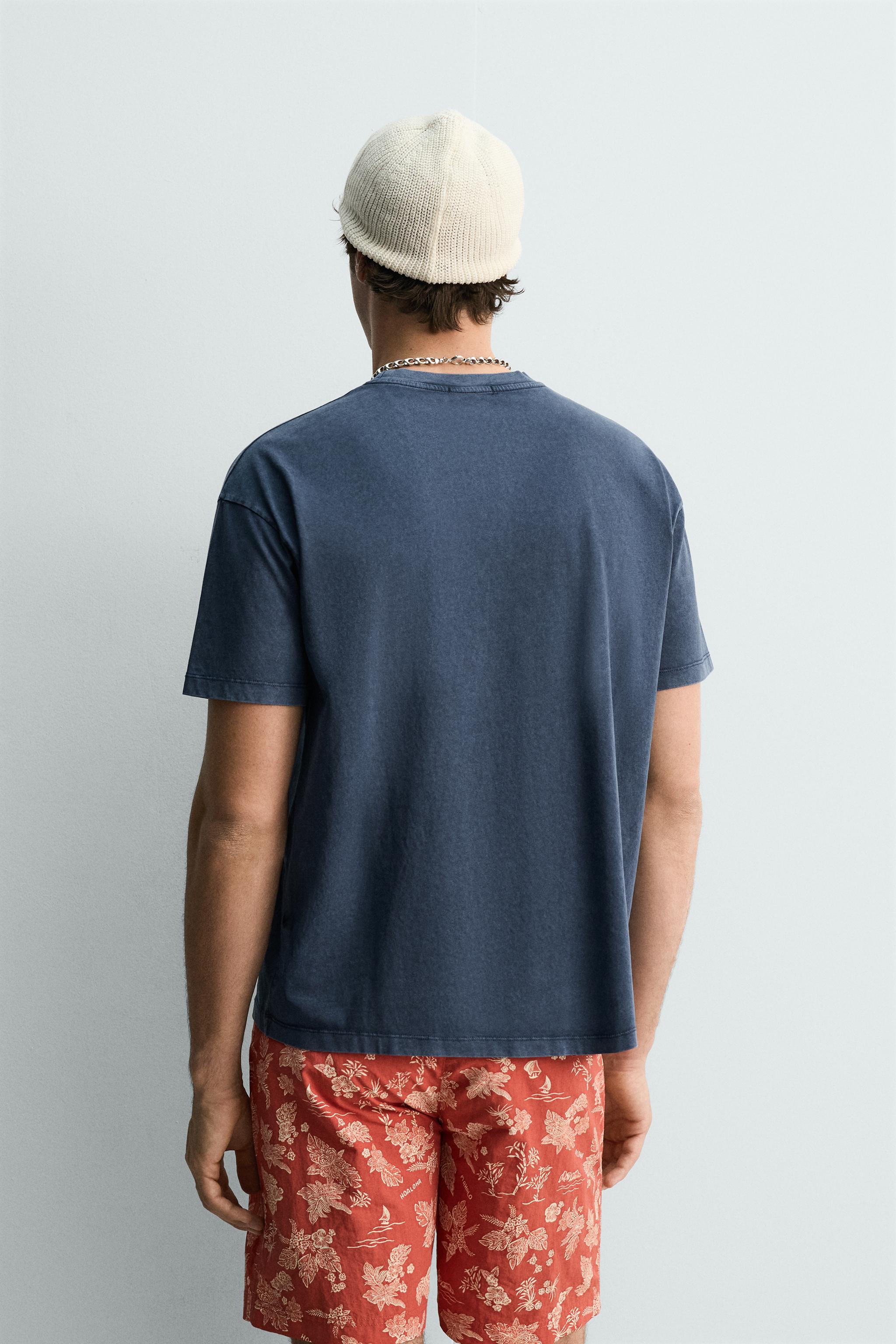 WASHED EFFECT TEXT T-SHIRT